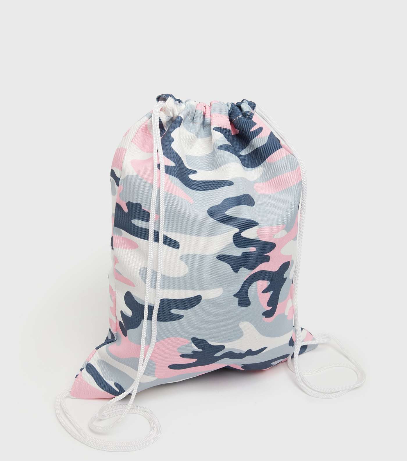 Girls Grey Camo Drawstring Backpack Image 3