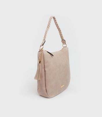shop for Pale Pink Leather-Look Plaited Strap Tote Bag New Look at Shopo