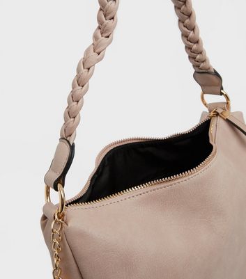 Damen Accessoires Pale Pink Leather-Look Plaited Strap Tote Bag