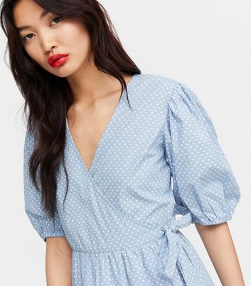 new look midi poplin smock dress in blue