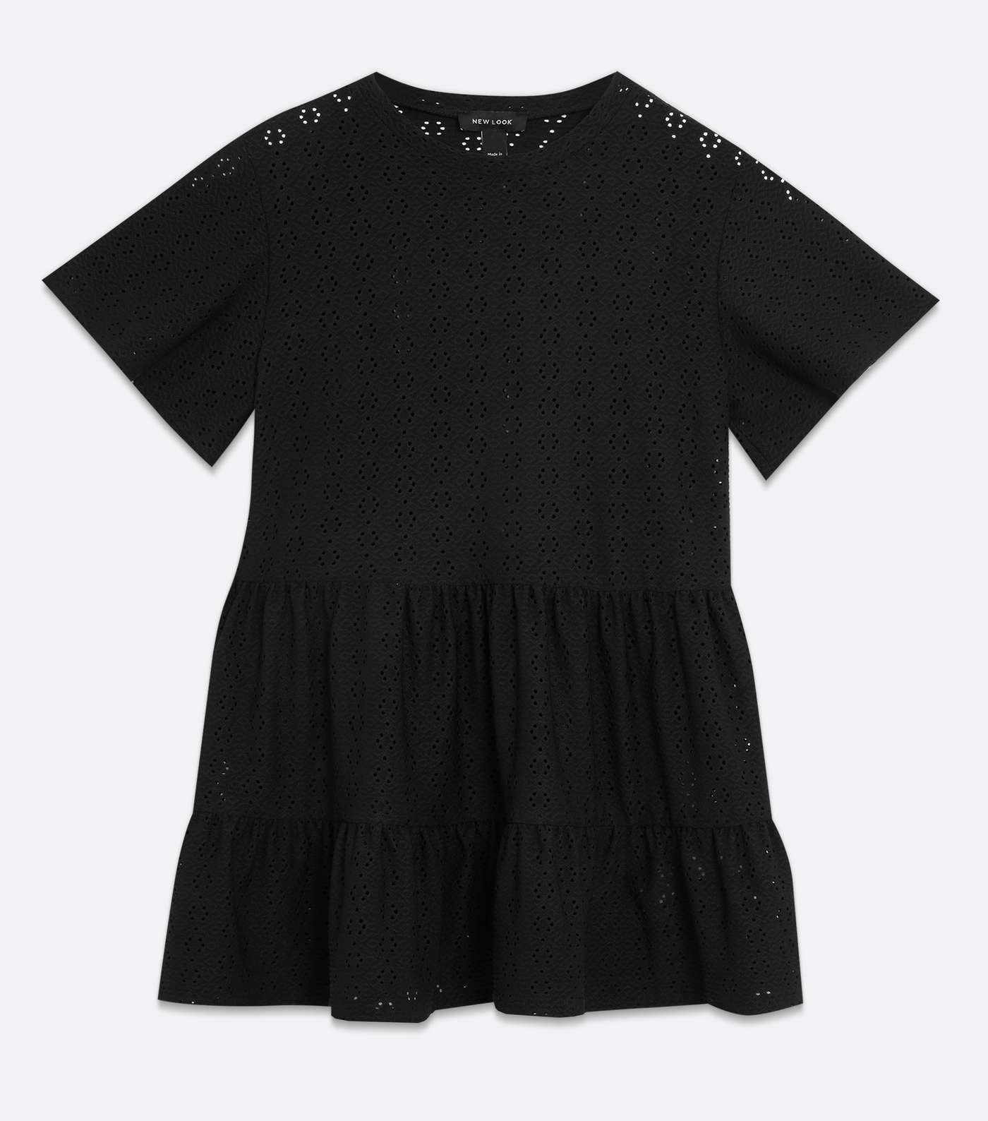 Black Broderie Peplum T-Shirt  Image 5