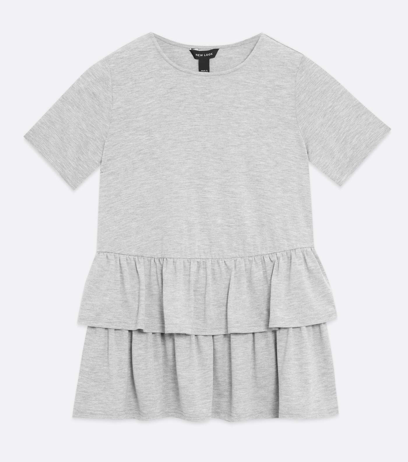 Grey Tiered Peplum T-Shirt  Image 5