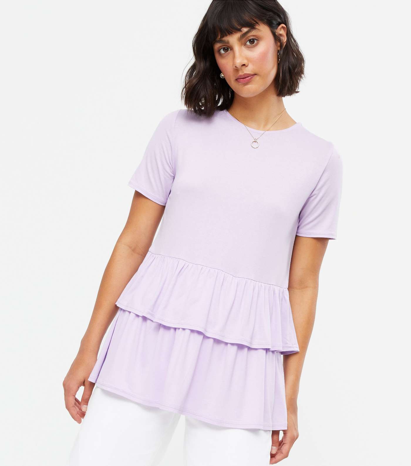 Lilac Tiered Peplum T-Shirt