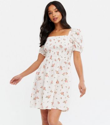 white floral short dress