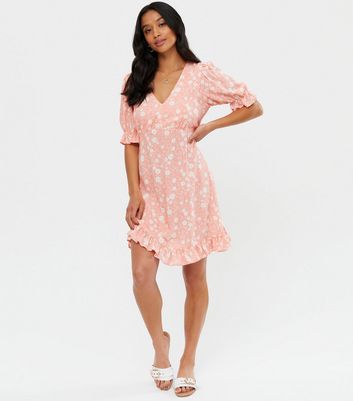 Petite Pink Ditsy Floral Frill Mini 