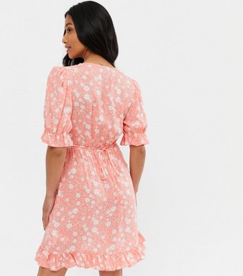 Petite Pink Ditsy Floral Frill Mini 