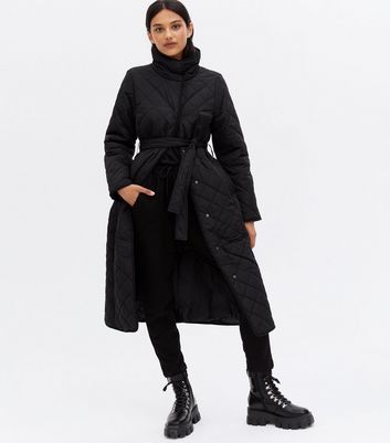 Black quilted coat outlet ladies