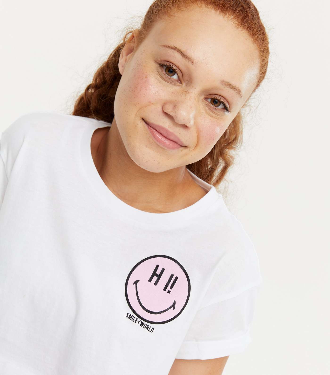 Girls White SmileyWorld Hi Logo T-Shirt Image 4