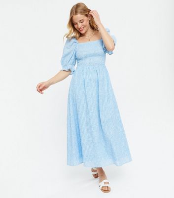 puff sleeve midi dress new look