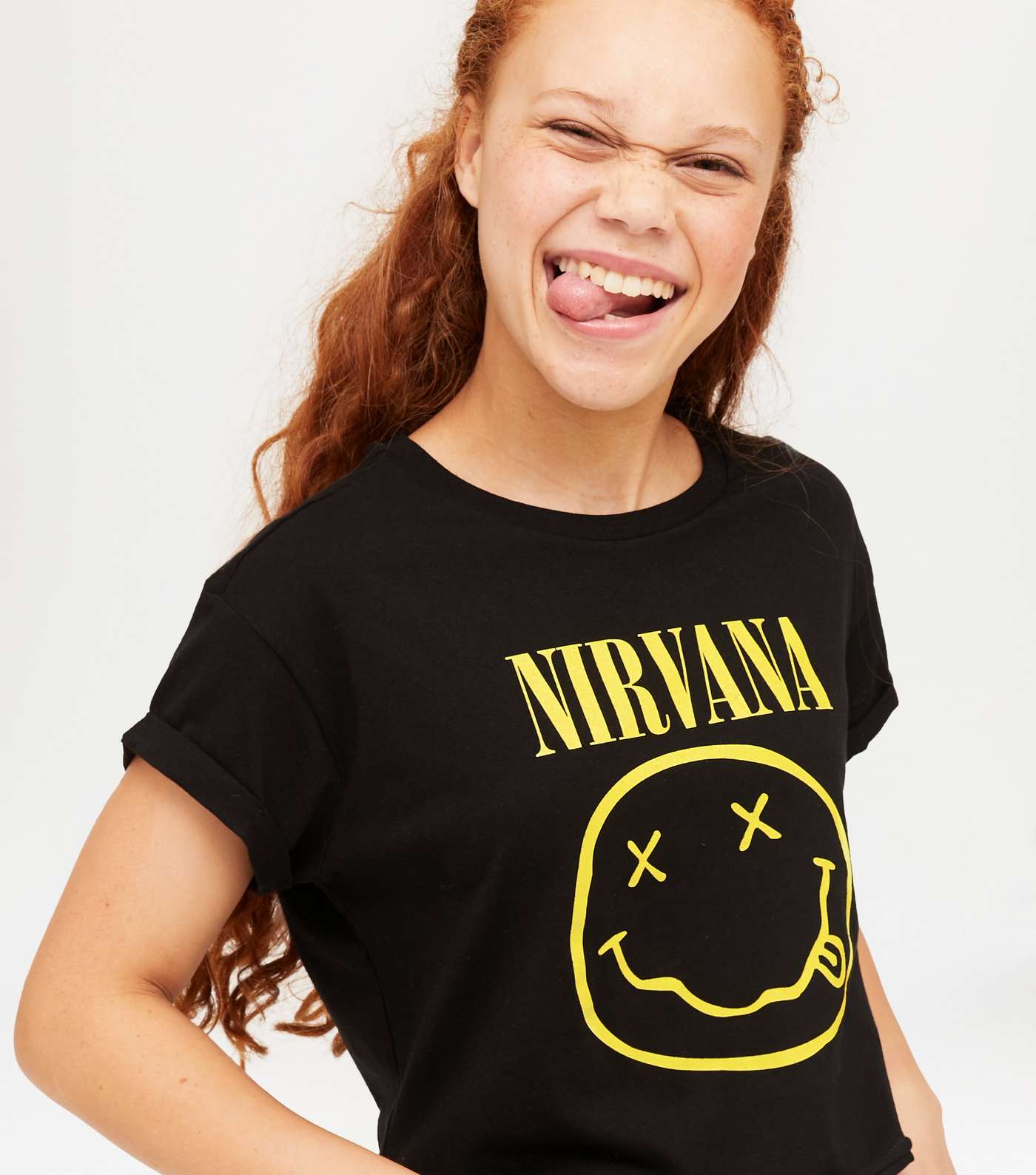 Girls Black Nirvana Logo T-Shirt  Image 4
