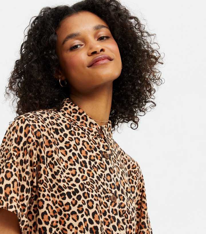 leopard short sleeve button down