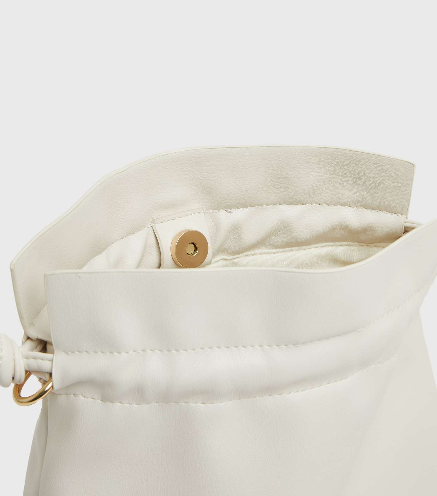 Cream Leather-Look Drawstring Tote Bag Image 4