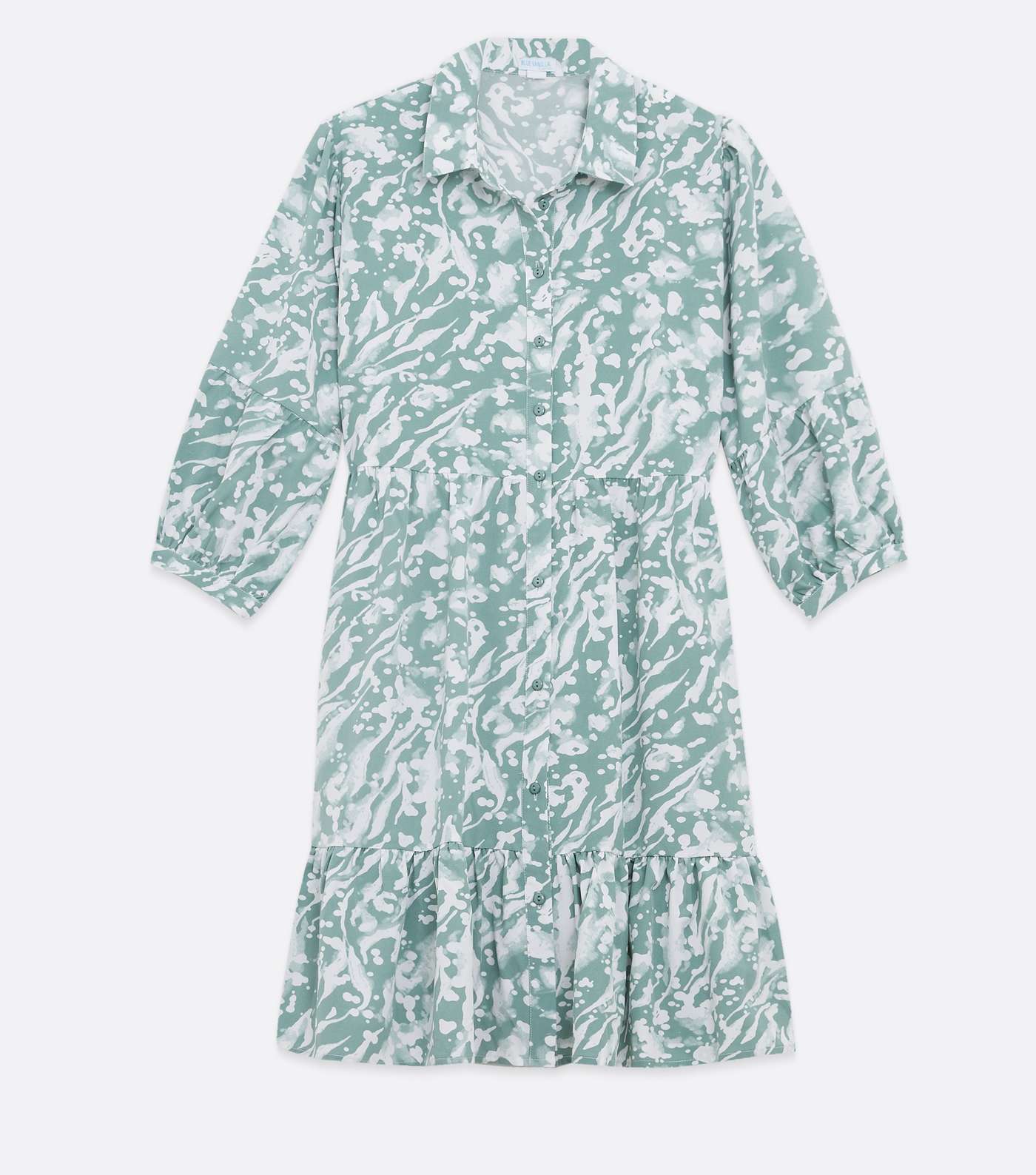 Blue Vanilla Curves Mint Green Abstract Smock Shirt Dress Image 5