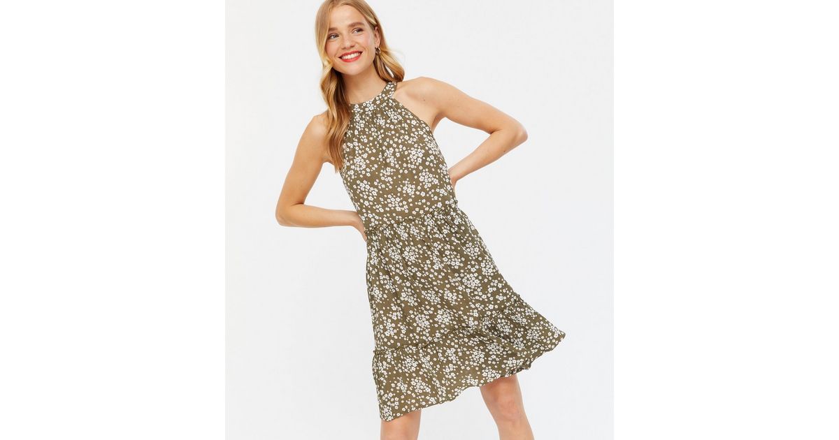 new look green ditsy floral dress