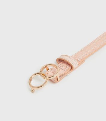 Pale Pink Faux Croc Double Circle 