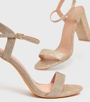 glitter gold block heels