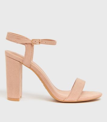 Pink suede discount heels new look