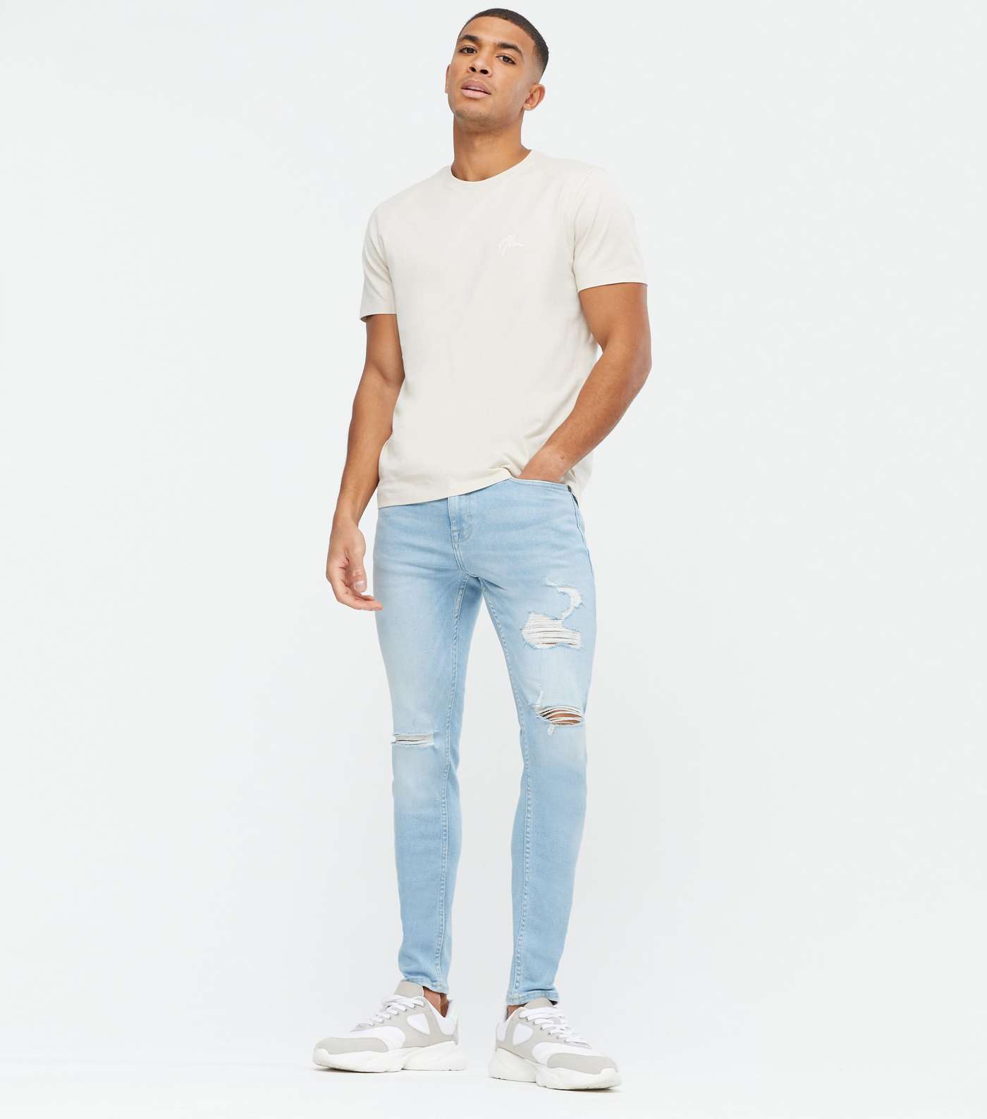 Bright Blue Extreme Rip Skinny Jeans
