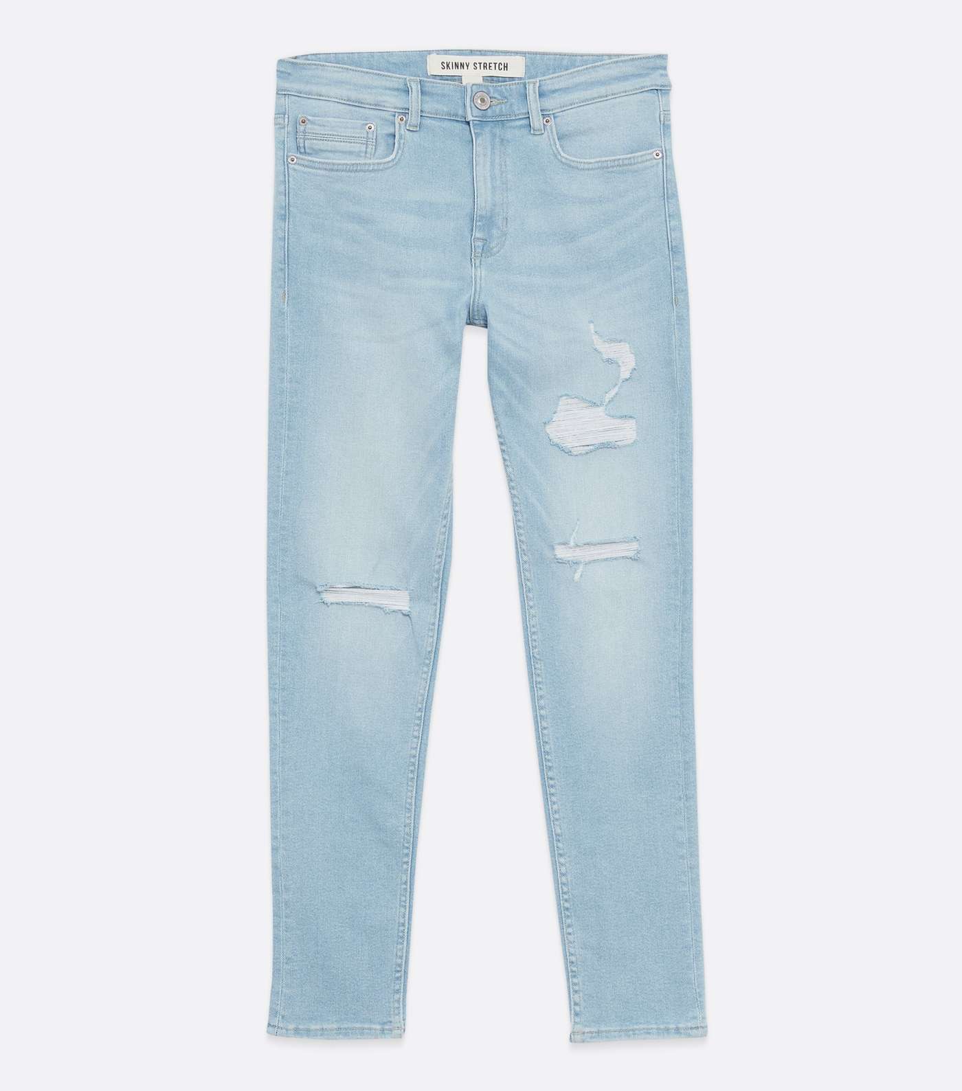 Bright Blue Extreme Rip Skinny Jeans Image 5