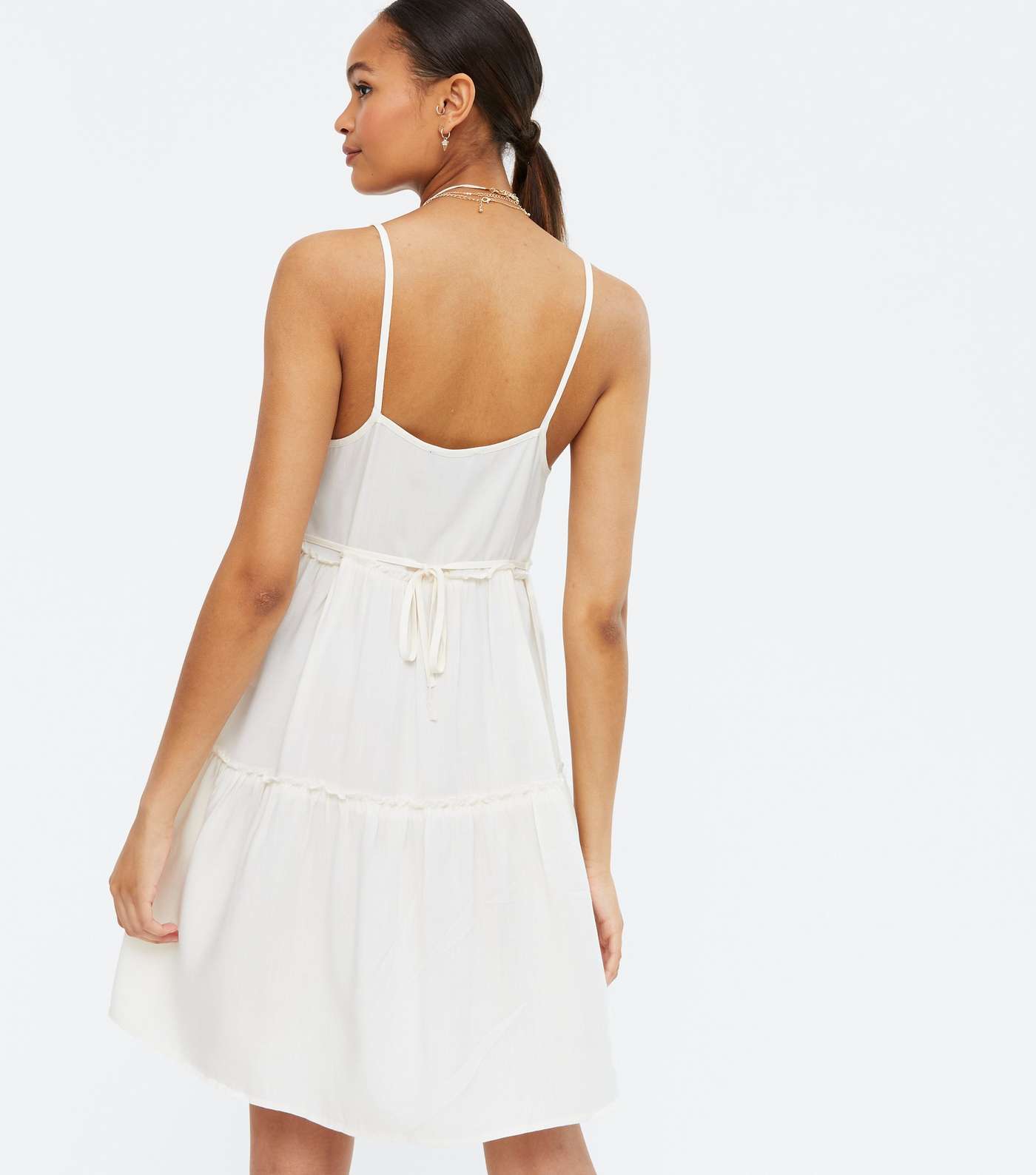 White Strappy Tiered Sundress Image 4