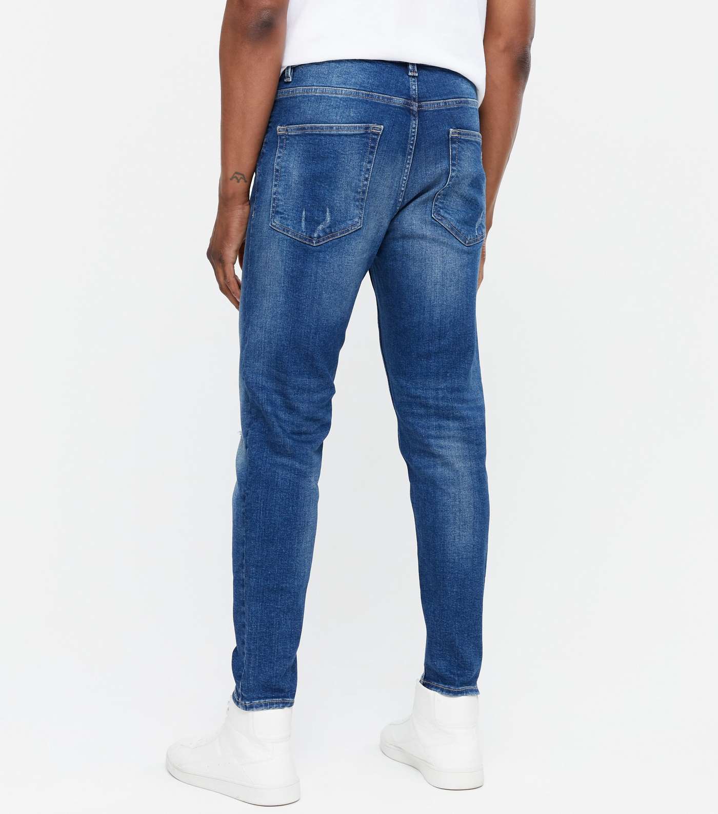 Bright Blue Contrast Patch Tapered Jeans Image 4