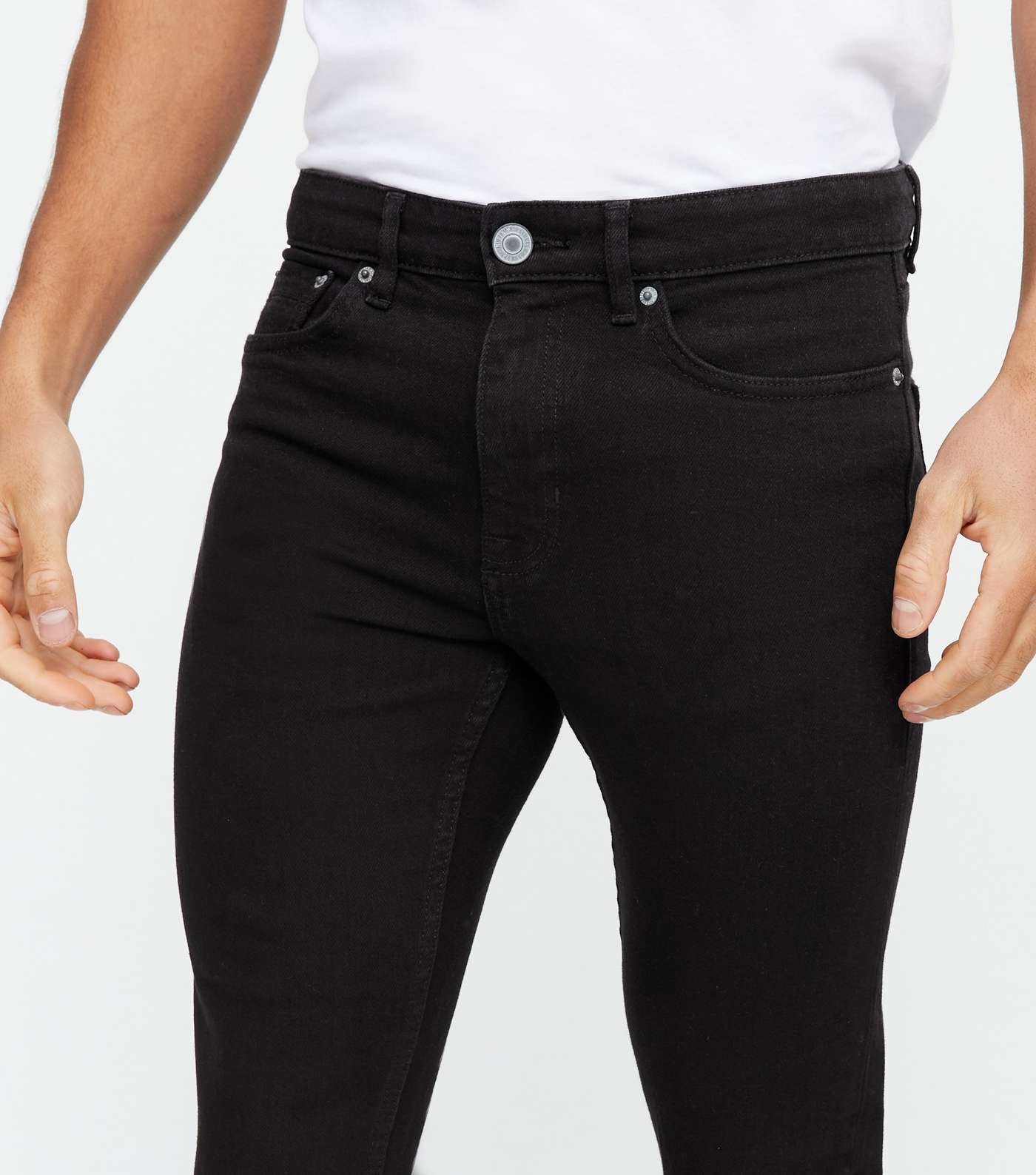 Black Ripped Knee Skinny Stretch Jeans Image 3