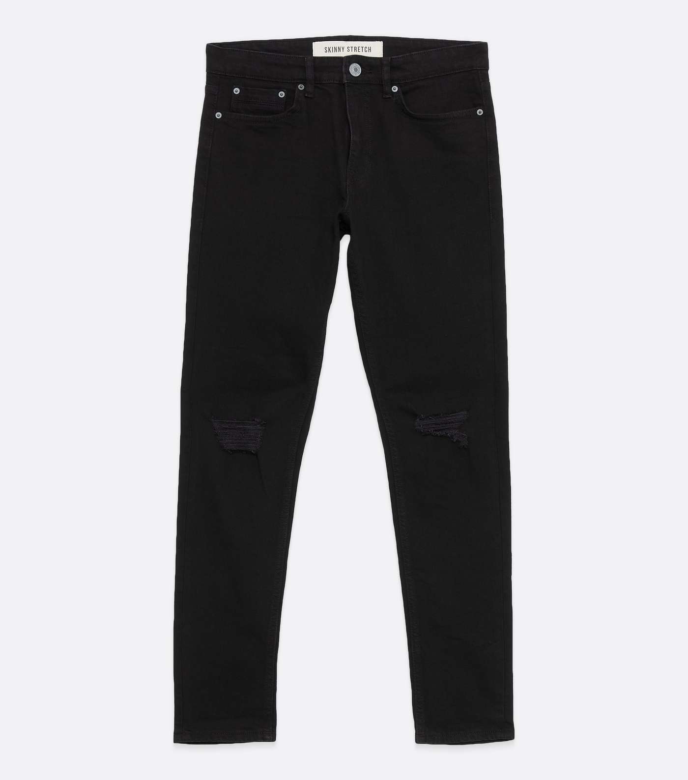 Black Ripped Knee Skinny Stretch Jeans Image 5
