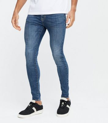 Blue Mid Wash Spray On Skinny Jeans 