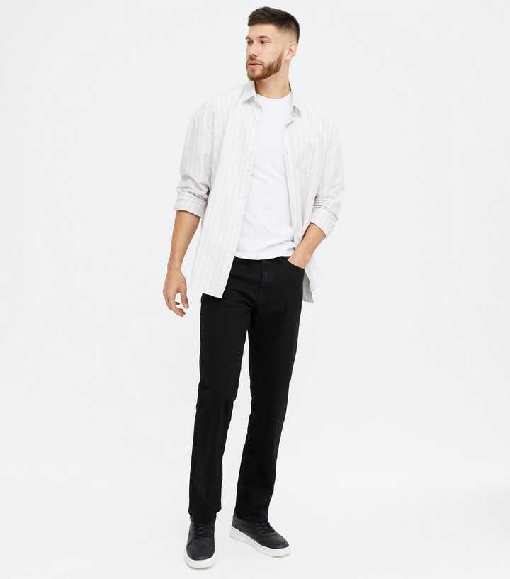Black Dark Wash Straight Fit Jeans