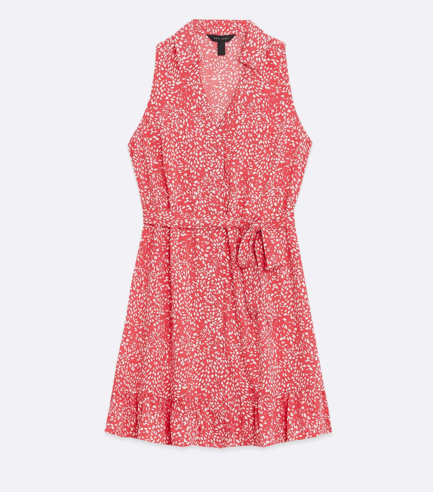 Red Animal Print Collared Sleeveless Mini Dress Image 5