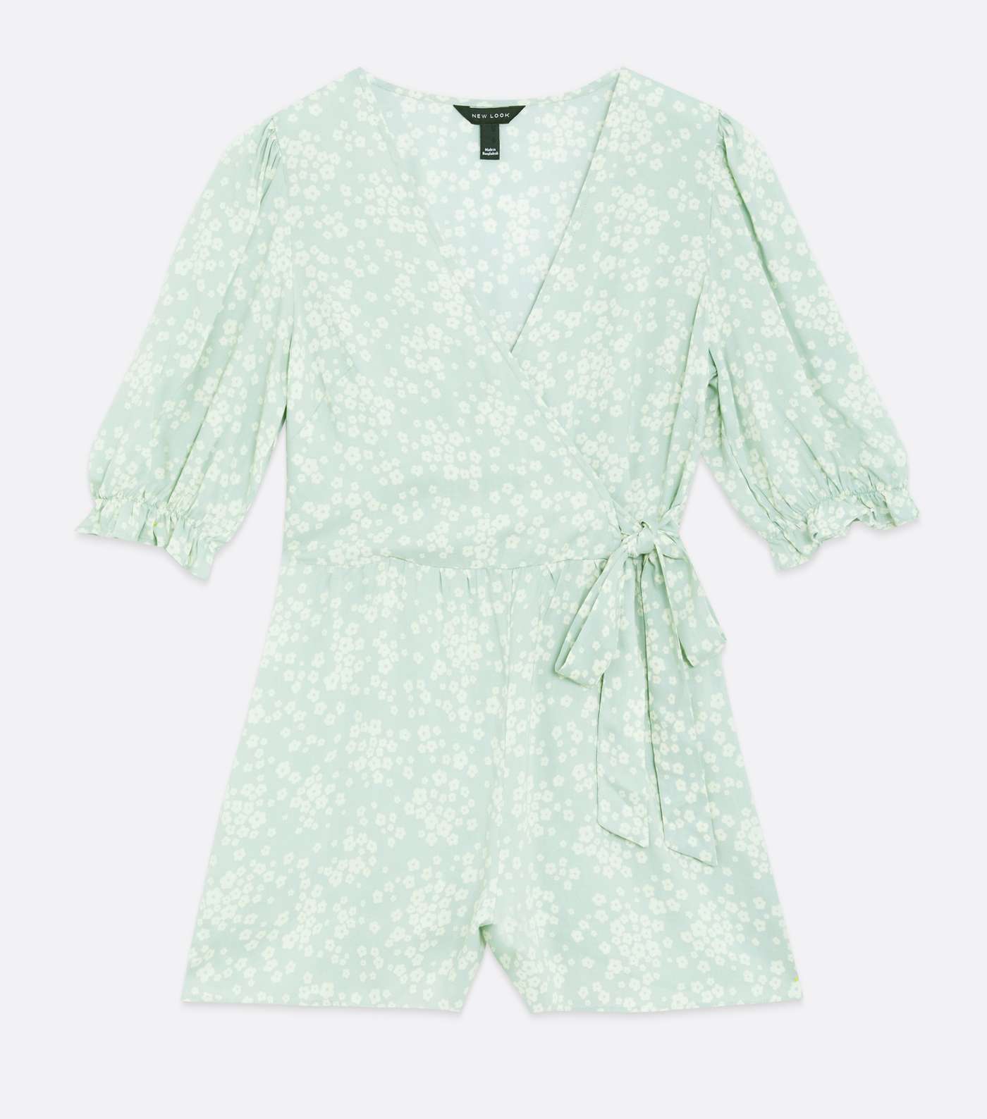 Green Ditsy Floral Wrap Playsuit  Image 5