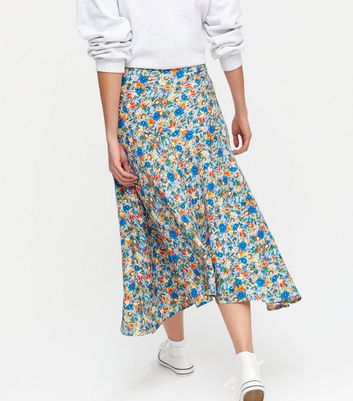 blue floral skirt new look