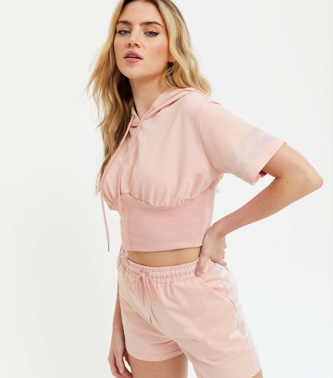 Pink Vanilla Mid Pink Crop Hoodie and Shorts Set Image 2