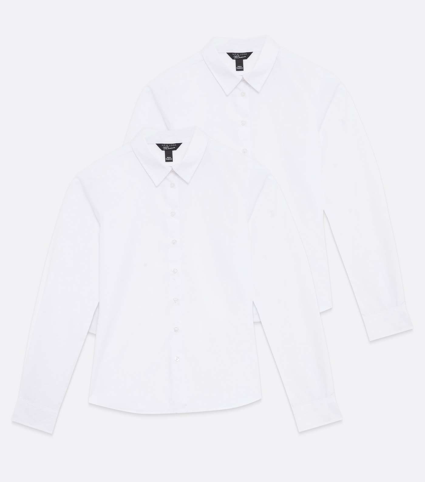 Girls 2 Pack White Long Sleeve Collared Shirts Image 5