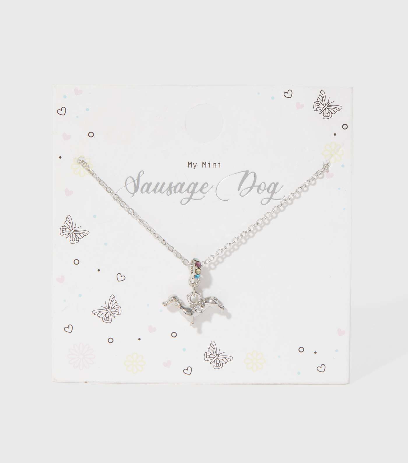 Girls Silver Sausage Dog Pendant Necklace