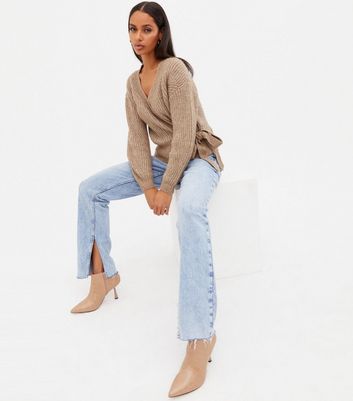 Click to view product details and reviews for Camel Knit Tie Side Wrap Jumper New Look.
