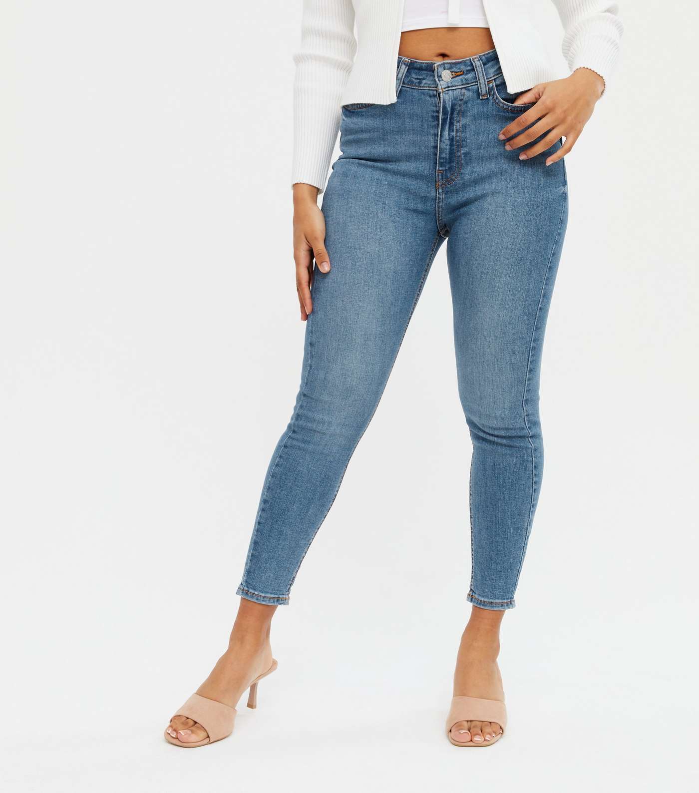 Petite Blue Cropped Lift & Shape Jenna Skinny Jeans Image 2