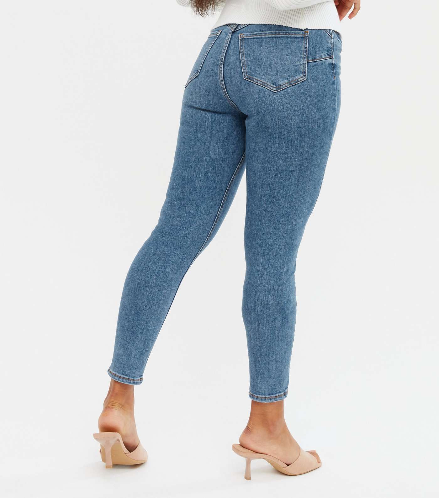 Petite Blue Cropped Lift & Shape Jenna Skinny Jeans Image 4