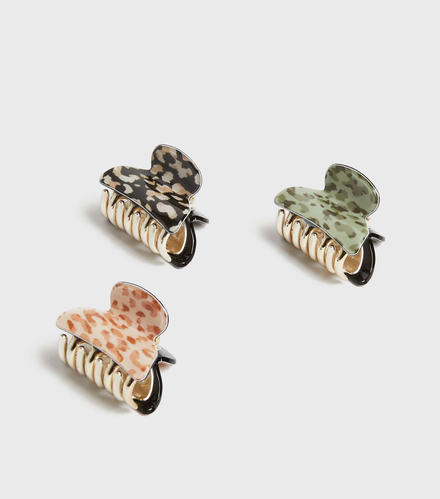 3 Pack Multicoloured Animal Print Claw Clips 