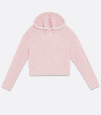 Girls Pale Pink Fluffy Ribbed Knit 