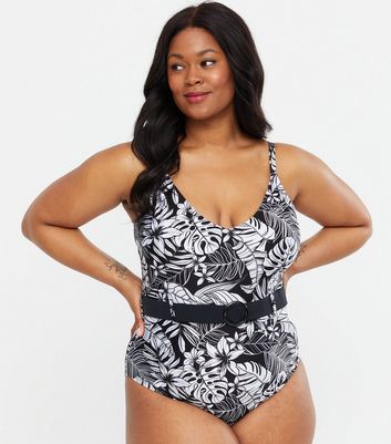 New look best sale black belted swimsuit