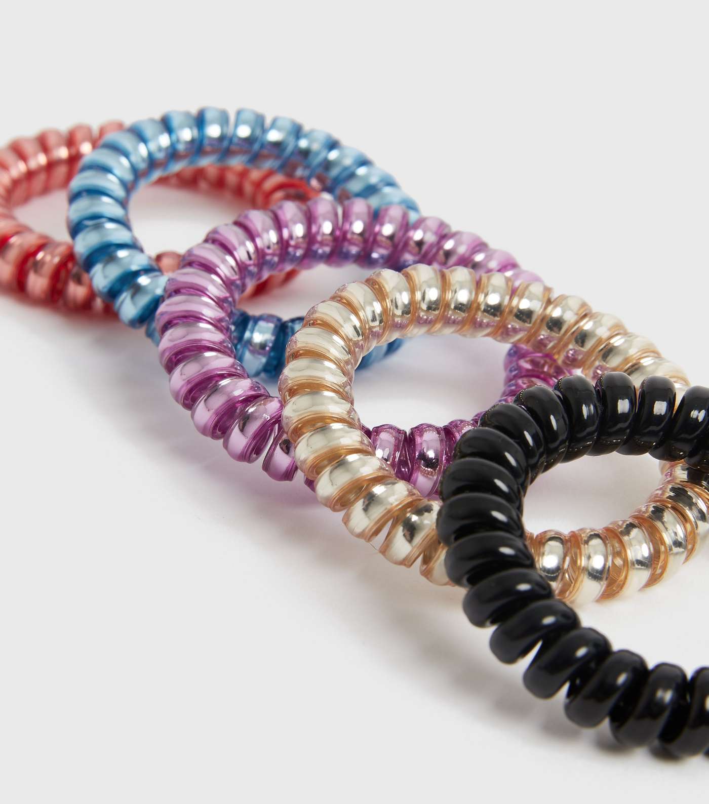 Girls 5 Pack Multicoloured Spiral Hair Bands Image 2