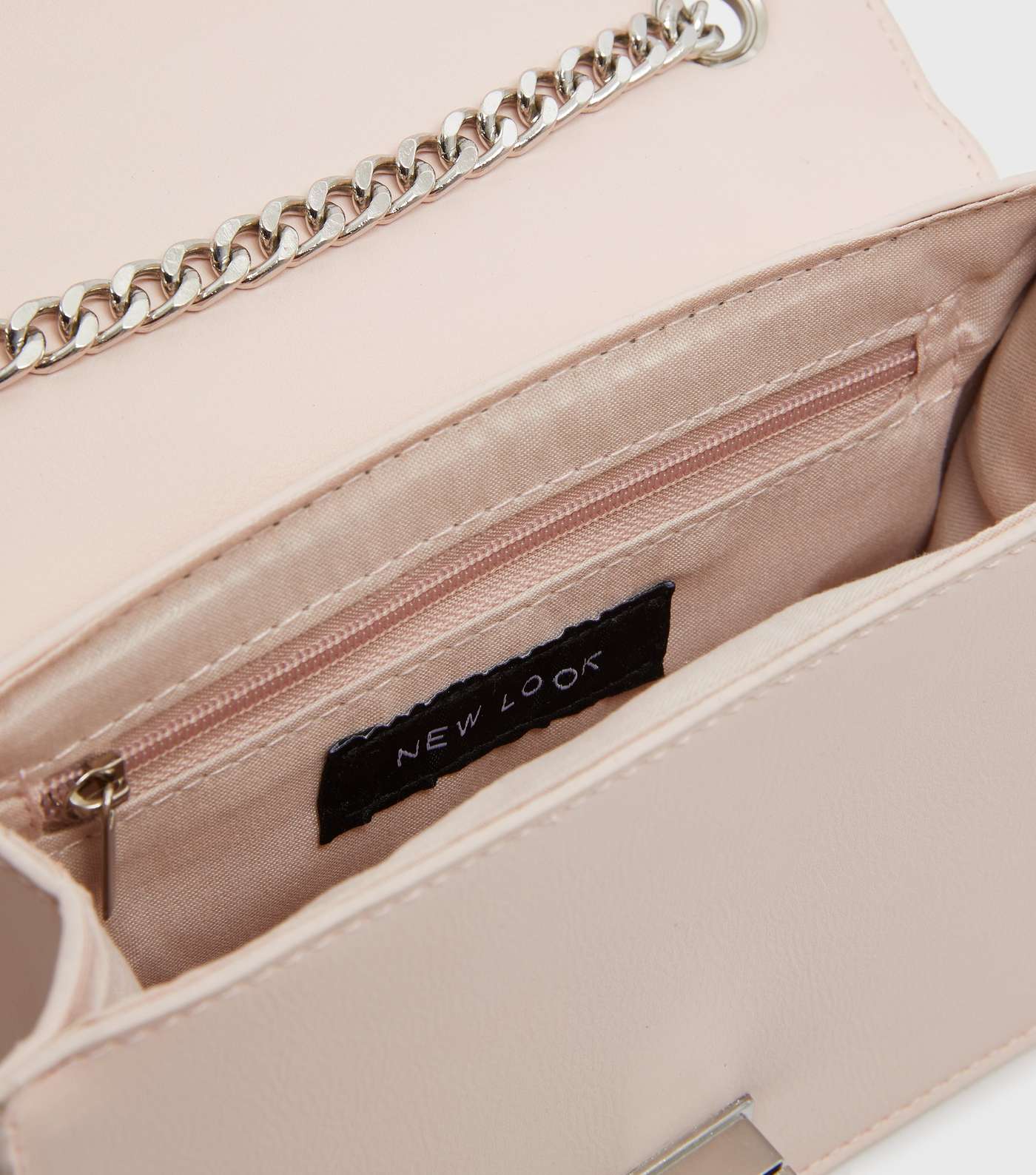 Mid Pink Leather-Look Chain Cross Body Bag Image 4