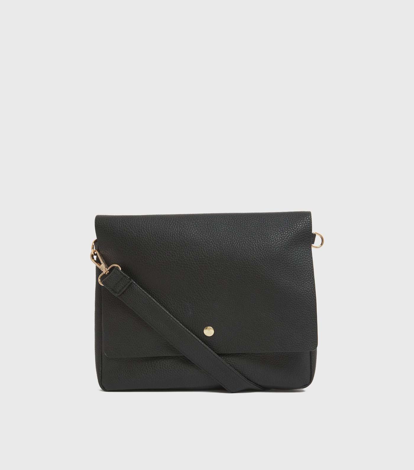 Black Leather-Look Slim Cross Body Bag