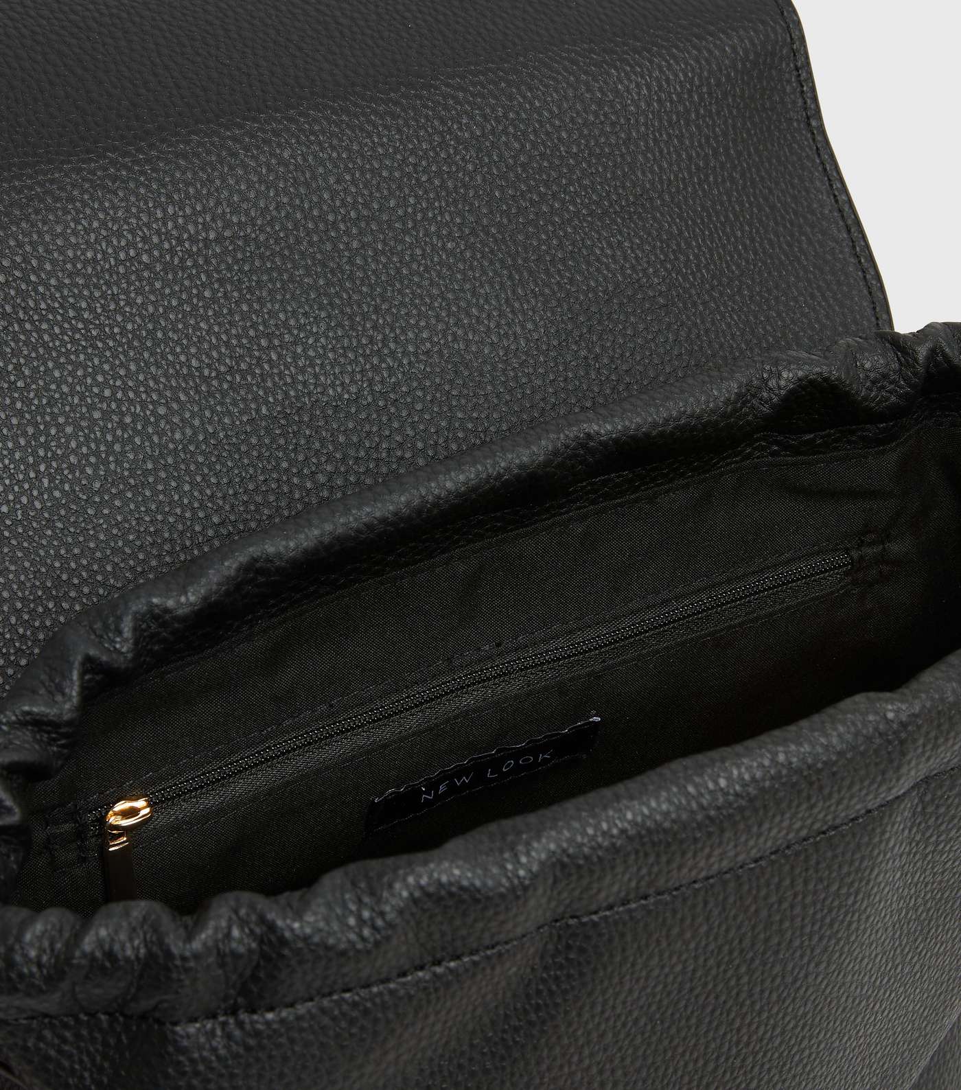 Black Leather-Look Drawstring Cross Body Bag Image 4