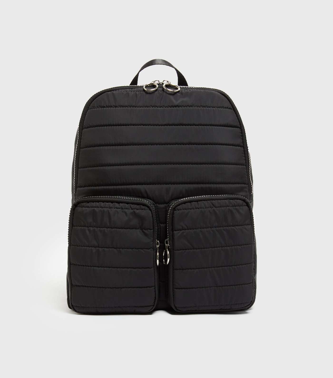Black Quilted Double Pocket Front Backpack