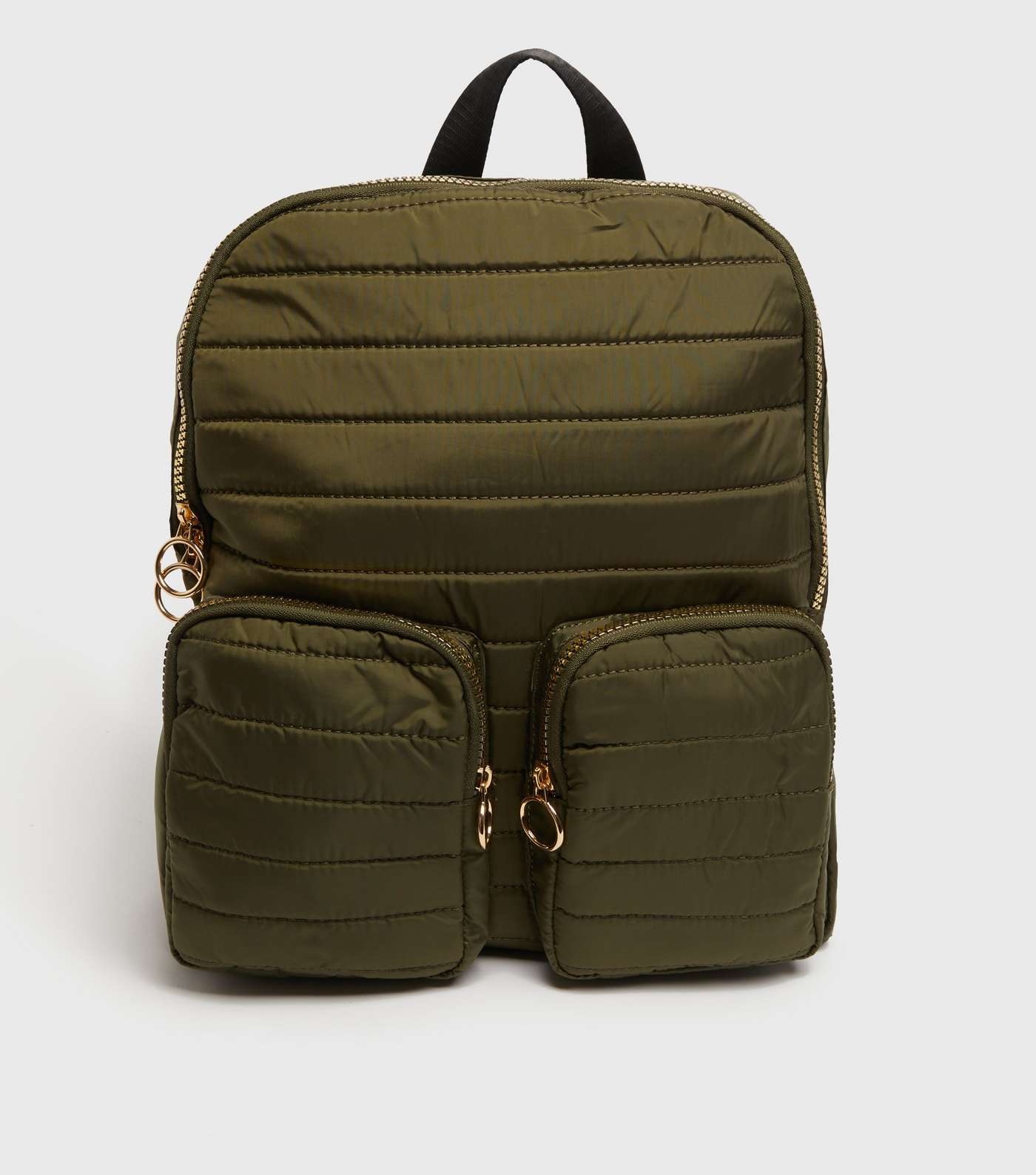 Khaki Quilted Double Pocket Front Backpack