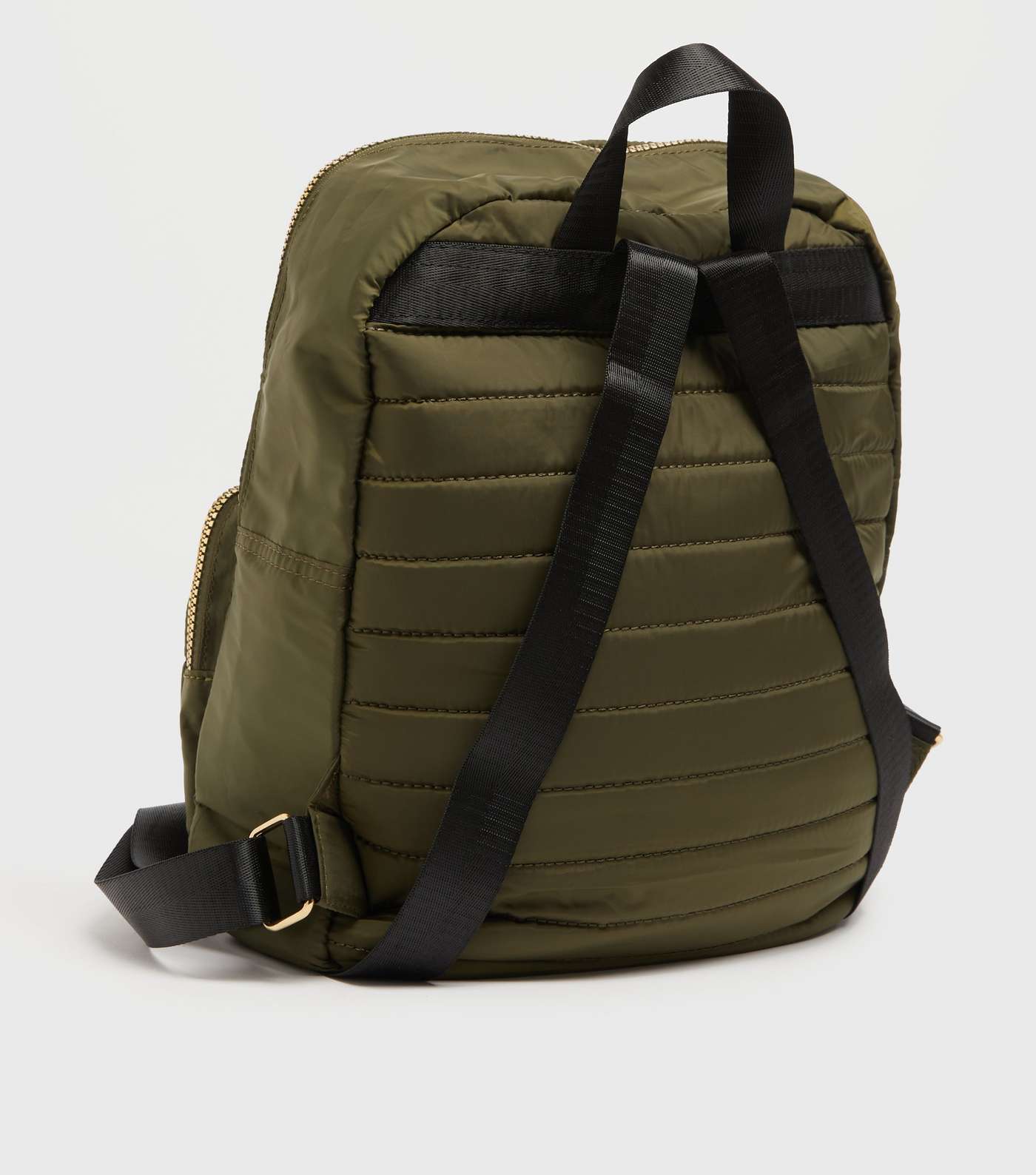 Khaki Quilted Double Pocket Front Backpack Image 3