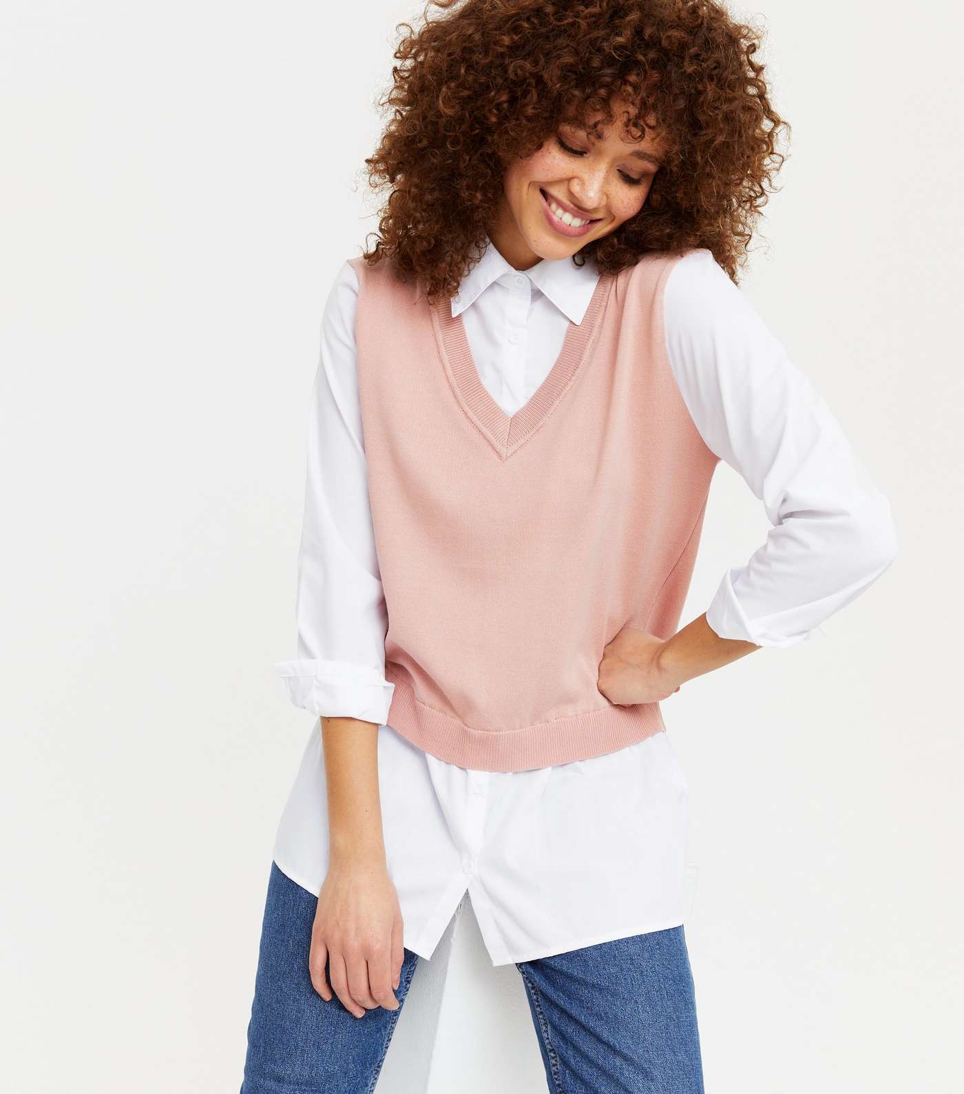 Blue Vanilla Mid Pink 2 in 1 Shirt Vest Jumper