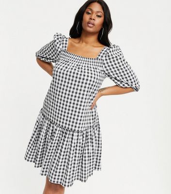 black and white check dress new look